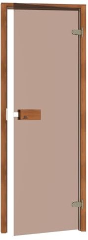 Saunainter Saunatür CLASSIC 70x190 mit Magnet Lock, Hochwertiges 8mm ESG Temperglas, Zarge aus Vollholz, DIN Links/Rechts Einstellbar (Thermo-Espe Bronze)