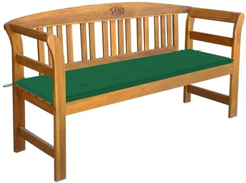 Chaduof Gartenbank mit Auflage, Terrassenmöbel, Wetterfeste Bank, Garten Banken, Deko Bank,Outdoor Bank, Parkbank, Friesenbank, Gartenmöbel, 157 cm Massivholz Akazie