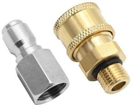 Ollanoos 2Pcs Pressure Washer Quick Connect Adapter Set, NPT 1/4 Inch Quick Connect Fittings Male Female Pressure Washer Couplers Quick Connect Fittings Stainless Steel for Pressure Washer Outlet