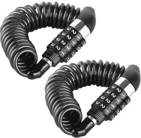 2Pcs Cable Lock, Motorcycle Helmet Lock, Bicycle Cable Lock, 4-Digit Password Lock, Bicycle Steel Cable Lock