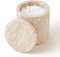 WORHE Travertine Stone Canister Natural Marble Cotton Bud Holder with Lid Large Capacity Cotton Pads Storage Dispenser for Cotton Swab Cotton Ball Makeup Pad Bath Salt (Beige)