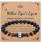 Zysta Edelstein Armband mit Kreuz 8mm Perlenarmband Tigerauge Schwarz Achat Stretch Echte Steine Armband für Herren Damen