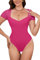 BEINF Body per Donne Sexy Scollo a Cuore Body Camicie Maniche Corte Mesh Sottile Estiva Dimagrante 2024 Trendy Uscire Bodysuits Tops Rosa L