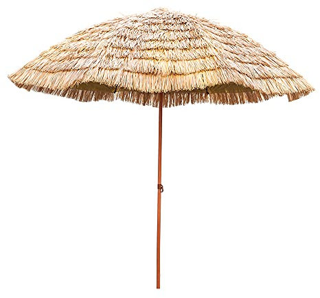 Runder Terrassen-Strohschirm, für Strandsonnenschirm, Pavillon, Gartenlaube, Balkon, Terrasse, Angeln, Hofsonnenschirme, großer Gartensonnenschirm, neigbar, bra,Brown Parasol Without Base-3M / 9.84ft