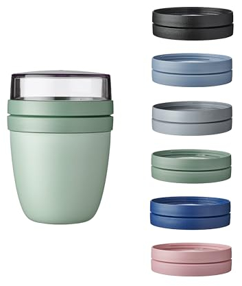 Mepal | Lunchpot Vario Ellipse | erstelle dir deinen Lunchpot wie er dir gefällt | Praktischer Müslibecher | Geeignet für Tiefkühler, Mikrowelle & Spülmachine | Nordic Sage