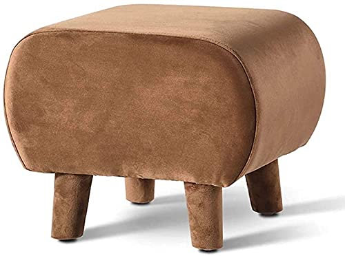 DOCOXA Fußhocker, Fußstützenhocker aus Samt, runde gepolsterte Ottomane, Frisierhocker, Ottomane, Pouf, gepolsterter Fußhocker für das Wohnzimmer (gelb)