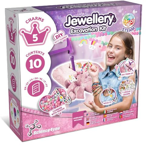 Science4you Kit di scavo per Gioielli – Scopri tutte le Incredibili Perline, Kit di Artigianato per Creare il tuo Braccialetto Dell'Amicizia, Un Set di Braccialetti di Perline per Bambini 6 7 8 9+