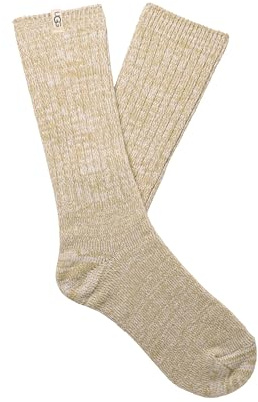 UGG Women's Rib Knit Slouchy Crew Sock Sock, Muted Brass, O/S
