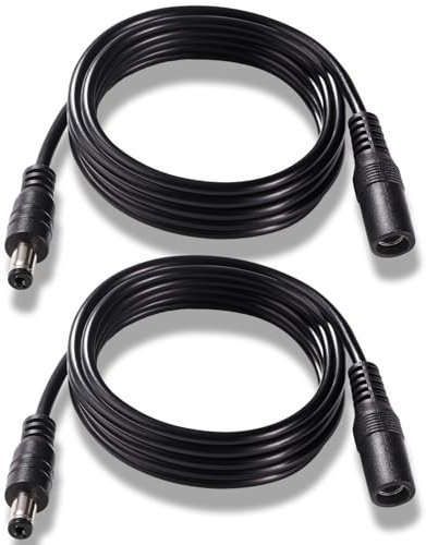 KUOQIY 2 Stücke 2m 5.5x2.1 mm 24V 12V DC Power Verlängerungskabel, Männlich Weiblich Verlängerung Kabel Netzkabel Verbinder 22AWG, für Sicherheitskameras, Schwarz