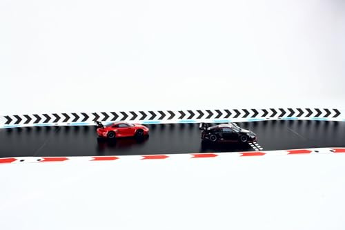 Overdrive-Racing Leitplanken mit Pfeilen für Carrera Hybrid - 1,75m / 6,30m / 12,20m - Begrenzung Kurven Gerade Bande Zaun Fangzaun, Farbe:Weiß-Schwarz, Länge:6.30 Meter