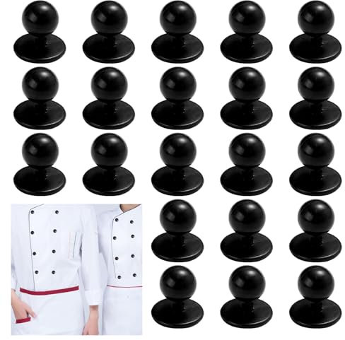 PONGH Kochjackenknöpfe 200 Stück Kochknöpfe Kugelknöpfe für Kochjacken Knöpfe Kochjacke Schwarz Runde Kochjackenknöpfe Passend für Alle Gängigen Kochjacken mit Kugelknöpfen