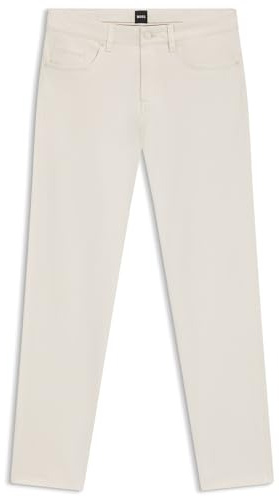 BOSS Herren H-Delaware5 Delaware Slim-Fit Hose aus elastischer Baumwoll-Gabardine Weiß 34/34