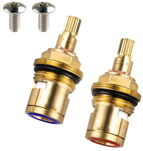2Pcs Mixer Tap Cartridges, GI Replacement Brass Ceramic Disc Tap, Tap Cartridge Replacement, for Kitchen/Bathroom, Plumbing Repairs & DIY Upgrades