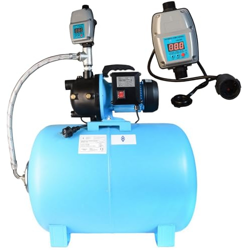 Hauswasserwerk HANDY 3000 mit Elektronische Druckschalter CSK 55D - Wasserpumpe (3000l/h 550W Förderhöhe 40m) - 100L Druckkessel - Pumpensteuerung Ein- und Abschaltdruck einstellbar Trockenlaufschutz