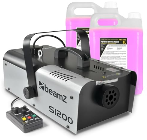 BeamZ S1200 MKII Nebelmaschine 1200 Watt Fogger mit 10 L Nebelfluid, Party Rauchmaschine, Fog Machine mit Intervall Timer, 2,5 Liter Tank, Disco Smoke Machine für DJs, Nebelmaschine Halloween