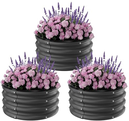 Virimolo 3Er-Set Hochbeet Metall, 60x28Cm Pflanzbeet Aus Verzinktem Stahl, Robuster Garten Beet Für Gemüse Blumen, Pflanzkübel