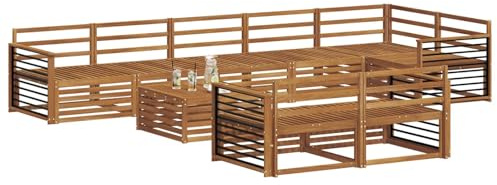 vidaXL Outdoor-Sofagarnitur 9 pcs Natur, Garten, modernes Sofa für draußen, schicke Lounge-Möbel, haltbar und bequem für Deine Terrasse