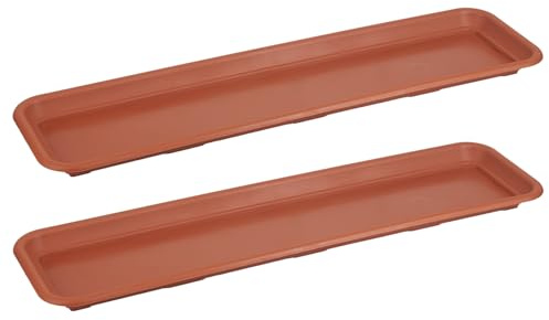 Tymar Sous-pot Pour Jardinière Rectangulaire 60 Cm Lot De 2 Natura Terre Cuite