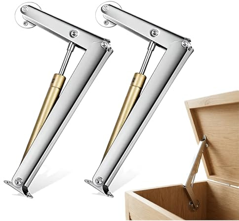 2 Pack 150N Gas Strut Spring Hinges - Soft Close Heavy Duty Lid Support with Hydraulic Slow Down, 15KG Lid Aupport Hinges for Toy Box Chest Bench Toolbox and Tatami Floor Door