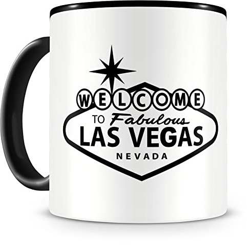 Samunshi® Las Vegas Tasse Kaffeetasse Teetasse Kaffeepott Kaffeebecher Becher 300ml schwarz
