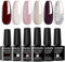 Allenbelle Gel Nail Polish Set-Wind Red Milk Sliver Red Gel Polish Set Soak Off Nail Varnish Salon DIY Nail Art at Home (002)