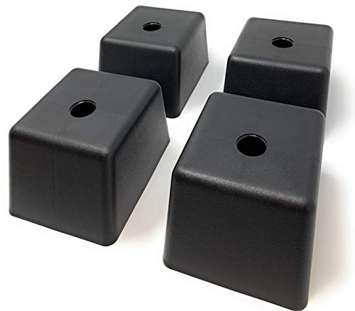 Design61 4er Set Sofa Füße Kunststoff Möbelgleiter Möbeluntersetzer Sofa Sessel zum Anschrauben Kunststoff Möbelgleiter Eckig in Schwarz