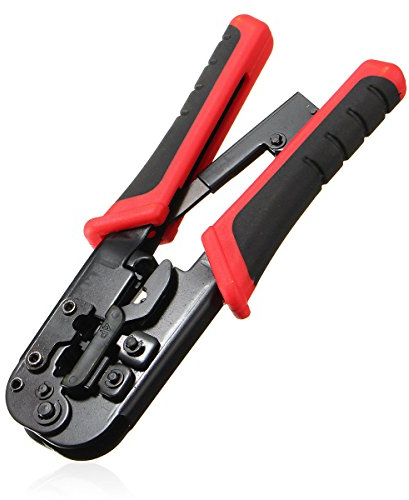 NUZAMAS Pinza crimpatrice per cavi di rete LAN, RJ45-8P8C, RJ11-6P6C/6P4C 6P2C J12-4P4C