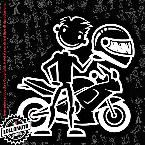 Lollomoto papà Motociclista con Moto Stickman© 2.0 Bianchi e Neri Adesivi Famiglia Vetro Auto Stickers Family Stickers Family Decal