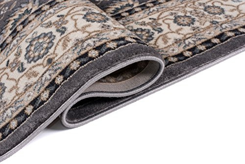 Carpeto Rugs Traditioneller Klassischer Teppich für Ihre Wohnzimmer - Grau Beige - Perser Orientalisches Ziegler Muster - Blumen Ornamente - Top Qualität Pflegeleicht AYLA 160 x 220 cm Groß