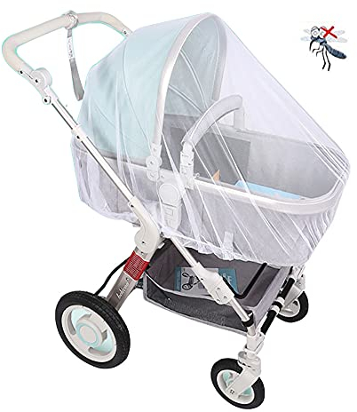CCUCKY Universal Mückennetz, Mosquito Netz Kinderwagen voller Abdeckung 150cm, für Kinderwagen, Reisebett (weiß)