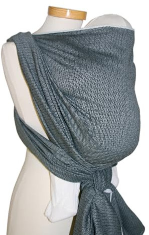 Storchenwiege Baby Tragetuch, 100% Baumwolle, deutsche Produktion, ab Geburt bis ca. 25kg (Grau, 5,2)