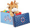 Relaxdays Sitzbox Kinder, Faltbare Aufbewahrungsbox mit Stauraum, Deckel, Motiv Meer, Jungen & Mädchen, 50 Liter, blau
