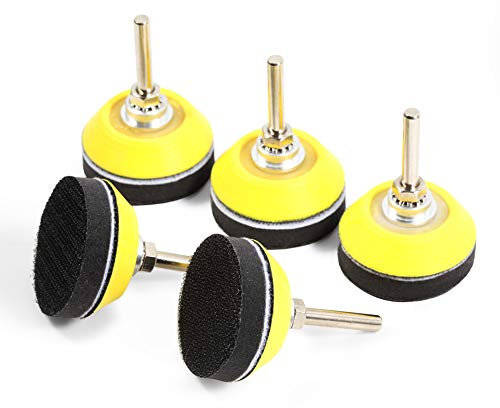 SPEEDWOX 5 Packs 2 Inch Hook and Loop Sanding Discs Pad Kit with 1/4 Inch Shank Drill Attachment Backing Pads and Soft Foam Layer Buffering Pad