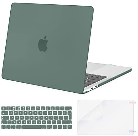 MOSISO Compatible with MacBook Pro 13 inch Case M2 M1 2025 2024 2023 2022-2016 Release A2338 A2289 A2251 A2159 A1989 A1706 A1708, Plastic Hard Shell Cover&Keyboard Skin&ScreenProtector, Midnight Green