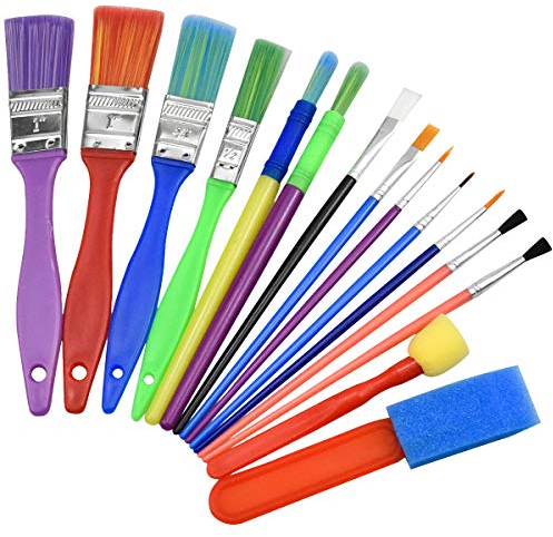 NATUCE 15PCS Peinture Brosse pour Enfants Bébé, Pinceaux de Peinture, Pinceaux en Mousse, Enfants Peinture Kits, Éponge Brosses de Peinture Enfant, Ensemble Brosse de Peinture pour Débutant Peinture