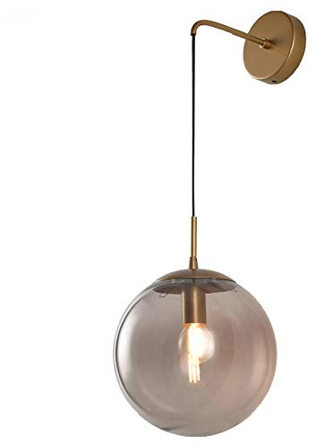 MZStech Industrielle Vintage 20cm Glaskugel Drop Wandleuchte Schlafzimmer Korridor Wandleuchte Licht Retro grau Glaskugel Wandlampe (Grau)