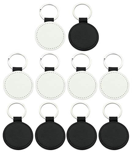 Ocobudbxw 10 Pièces Kit de Fabrication de Bijoux - Porte-clés en Cuir Coeur Blanc Rond Carré MDF pour Sublimation et Transfert de Chaleur
