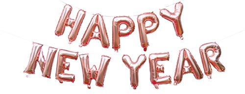 Cavore Luftballon Happy New Year Banner in Rosegold – XL Schriftzug-Girlande zum Aufhängen für eine stilvolle Silvester Deko 2024