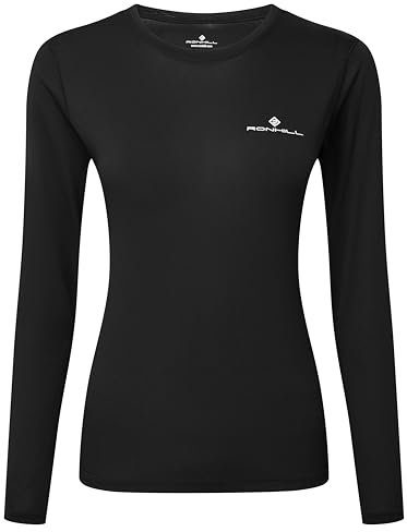 Ronhill Women's Core L/S Tee T Shirt, Black/Bright White, 10 UK