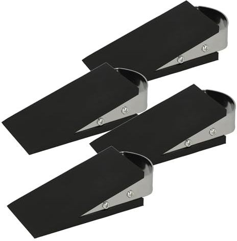 Westcott E-19003 00 Lot de 4 butoirs de porte en forme de cale avec poignée en acier inoxydable Noir 12 x 5 x 3 cm