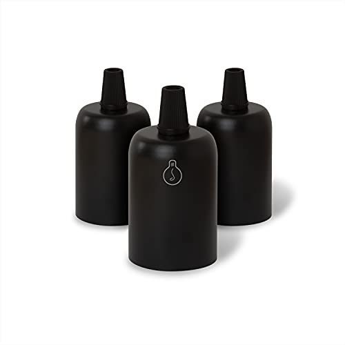 AMARCORDS - 3 Lampenfassung E27 Vintage Retro Edison Metall für Pendelleuchte. Ausführung im Industriestil SCHWARZ