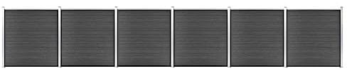 vidaXL Ensemble de Panneau de Clôture Barrière de Jardin Mur de Clôture Bordure de Balcon Patio Terrasse Arrière-cour Extérieur WPC 1045x186 cm Noir