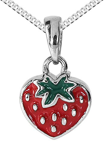 Kette mit Anhänger - Erdbeere - Silber 925/000 -,