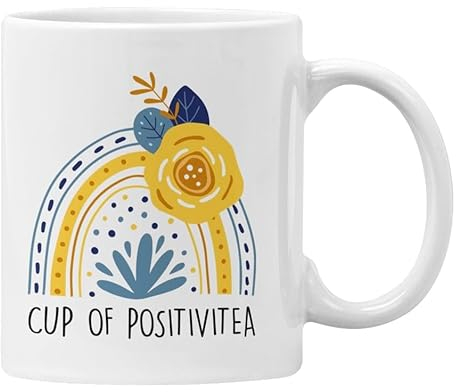 Plumfoolery Cup of Positivi-Tea Mug Positivity Gift Positive Vibes Get Well Soon (White)