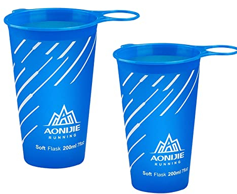 SANIQUEEN.G Flacon souple pliable bouteilles d'eau de course flacon pliable pour sac d'hydratation cyclisme Marathon course randonnée (Gobelet Deep Blue-2 PCS)