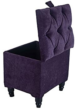 ISTOOLS Chesterfield Folding Ottoman Storage Box - Velvet Upholstered Footstool for Living Room - Toy and Shoe Storage Cube Mini Bench - Ottoman Storage Bench with Lid - Wooden Ottoman Design (Purple)