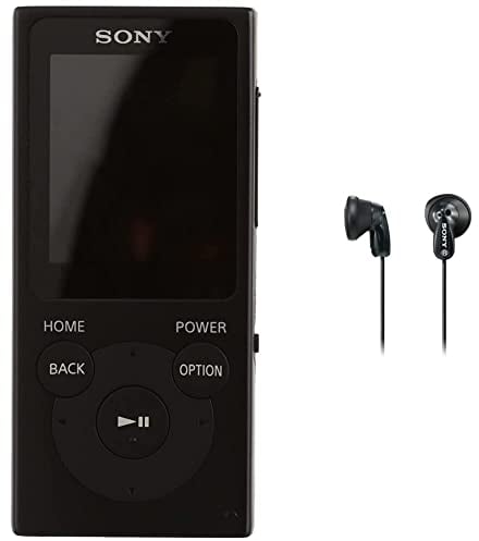 Sony Nwe394B.CEW - Reproductor Mp3 (Reproducción De Música, Foto, Radio FM, 8 GB) Negro + Mdre9Lpb - Auriculares De Botón, Color Negro, In Ear