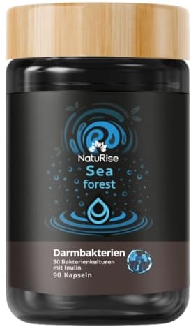 NatuRise® Darmbakterien 90 Kapseln – Hochdosiert & mit Inulin – 30 Milliarden Bakterien (Tagesdosis) für eine gesunde Darmflora – Hartkapseln ohne Carrageen - Laborgeprüft - UV-Glas