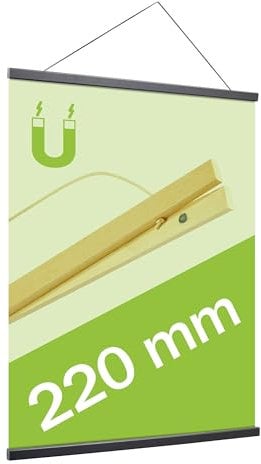 SPRINTIS Posterleiste 22 cm, holz, schwarz, magnetische Posterschiene im DIN A4 Format, Poster Aufhänger als gestalterisches Element