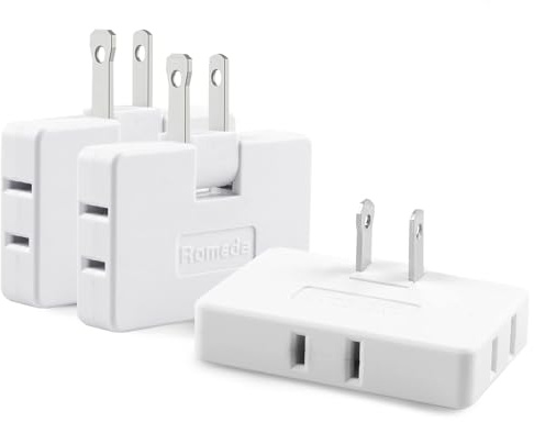 3 Pack AC Flat Wall Outlet Extender Flat Plug Adapter Outlet, Fold-Able 3 Way Wall Adapter Mani Plug for Home and Travel (White)